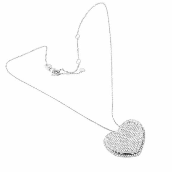 New! Authentic Pasquale Bruni 18k White Gold 2.02ct Pave Diamond Heart Necklace - Picture 3 of 16